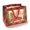 Christmas Theme Tartan Non-woven Fabric Gift Tote Bags with Handle ABAG-G017-01B-3