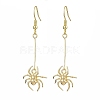 Halloween Spider Brass Dangle Earrings EJEW-JE05859-1