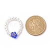 Plastic Imitation Pearl & Millefiori Glass Beaded Finger Ring for Women RJEW-JR00484-6