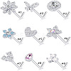 316L Surgical Stainless Steel Pearl Pink Cubic Zirconia L-Shaped Nose Rings WG135CD-17-2