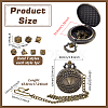Vintage Alloy Flat Round Dragon Eye Pocket Watch with Brass Curb Chain AJEW-PH0007-67AB-2
