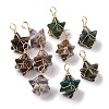 Natural & Synthetic Mixed Gemstone Copper Wire Wrapped Pendants G-B041-02G-2