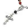 Natural Black Onyx & Mixed Gemstone Rosary Bead Bracelet BJEW-TA00329-02-2