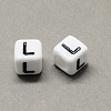 Large Hole Acrylic Letter European Beads SACR-Q103-7mm-01L-2