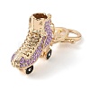 Golden Zinc Alloy with Rhinestone Ice Skates Keychain DIY-B075-01G-02-2