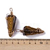 Natural Tiger Eye Copper Wire Wrapped Big Pendants G-B073-02RG-01-3