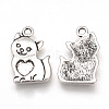 Tibetan Style Alloy Kitten Pendant Enamel Settings TIBEP-T002-133AS-RS-1