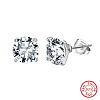 925 Sterling Silver Micro Pave Clear Cubic Zirconia Stud Earrings EJEW-G443-05P-3