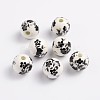 Floral Printed Porcelain Beads PORC-Q201-12mm-5-1