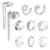 2Pairs 2 Styles 925 Sterling Silver Cuff Earrings EJEW-UN0002-84-1