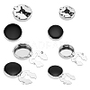 4Pcs 2 Styles Brass Black Enamel Cufflinks BUTT-ME0001-07P-1
