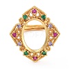 Rack Plating Oval Brass Micro Pave Cubic Zirconia Adjustable Ring Components X-KK-Q819-17G-2