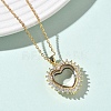 Brass Micro Pave Clear Cubic Zirconia and Glass Heart Locket Photo Pendant 304 Stainless Steel Chain Necklaces for Women NJEW-D341-01G-2