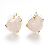 Natural Rose Quartz Stud Earrings EJEW-L196-03B-1