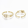 Brass Micro Pave Clear Cubic Zirconia Cuff Rings ZIRC-R019-050G-NF-1