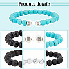 FIBLOOM 5Pcs 5 Style Natural & Synthetic Mixed Gemstone & Alloy Beaded Stretch Bracelets Set for Women BJEW-FI0001-01-3