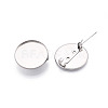 304 Stainless Steel Brooch Cabochon Settings STAS-E547-08F-P-1