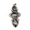 Retro Natural Snowflake Obsidian Pendants PW-WG7292F-05-1