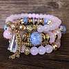 4Pcs 4 Styles Bohemian Style Alloy Glass Round Beaded Stretch Bracelets FS-WG80D8B-05-1