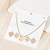 Brass Heart with Lucky Number 333 Pendant Necklaces & Alloy Pendants Sets SJEW-P005-01G-1
