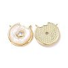 Donut Brass Clear Cubic Zirconia with Shell Connector Charms KK-G406-16G-2