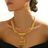 Vintage Alloy Hollow Square Pendant Necklace & Earrings Sets for Women OH7924-4