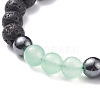 Natural Malaysia Jade(Dyed) & Lava Rock & Synthetic Hematite Braided Bead Bracelet BJEW-JB08144-04-4