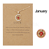 Moon & Star Alloy Rhinestone Birth Stone Pendant Necklaces WG0039E-01-1