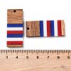 Independence Day Opaque Striped Resin & Walnut Wood Pendants RESI-U010-02X-3