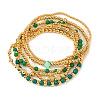 5Pcs St. Patrick's Day Brass & Acrylic & Glass Seed Bead & Natural Shell Stretch Bracelets for Women MR9061-7-2