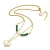 Ion Plating(IP) 201 Stainless Steel & Synthetic Malachite Double Layer Necklaces NJEW-K270-17G-1