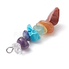 6Pcs Mixed Gemstone Chip Beaded Pendants Set PALLOY-JF02769-01-5