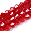 Opaque Solid Color Electroplate Glass Beads Strands EGLA-A039-P6mm-A02-1