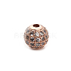 Round Brass Micro Pave Cubic Zirconia Beads ZIRC-N016-01RG-8mm-2