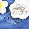 304 Stainless Steel Stud Earring Settings with Flat Round Brass Head X-STAS-R073-01-5