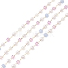 Faceted Cube Glass & ABS Plastic Imitation Pearl Beaded Chains CHS-G026-02KCG-02-1-1