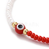 Evil Eye Lampwork & Glass Seed Beaded Elastic Waist Bead Chains NJEW-C00020-01-5