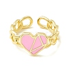 Enamel Heart Promise Open Ring RJEW-P027-07G-3