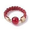 Glass Round Ball Braided Bead Style Finger Ring RJEW-JR00600-03-1