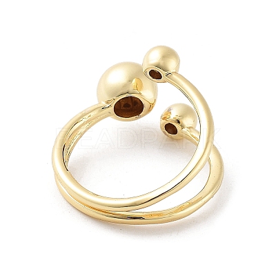 Round Ball Brass Open Cuff Rings for Women RJEW-D017-01G-1