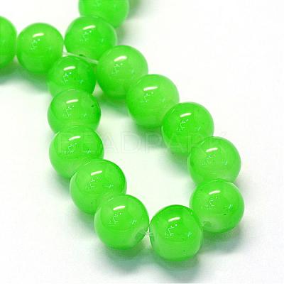 Baking Paint Imitation Jade Glass Round Bead Strands DGLA-Q021-10mm-09-1