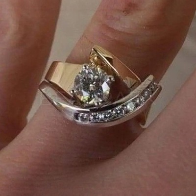 Brass Micro Pave Clear Cubic Zirconia Finger Rings FS-WG8456F-04-1