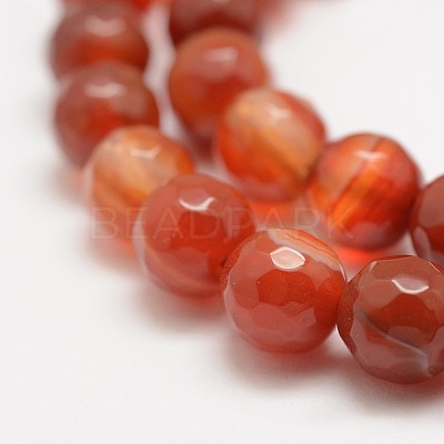 Faceted Natural Striped Agate/Banded Agate Beads Strands X-G-F447-4mm-H03-1