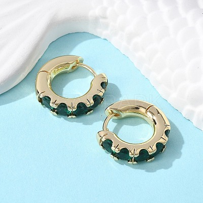 Green Cubic Zirconia Hoop Earrings X-EJEW-C022-08G-1