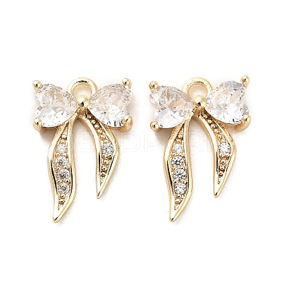 Brass Micro Pave Clear Cubic Zirconia Charms KK-C054-14G-1