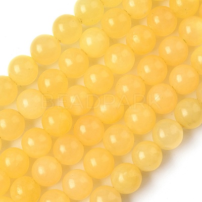 Natural Yellow Jade Bead Strands G-K121-01-8mm-1