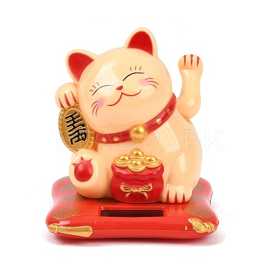 ABS Plastic Solar Powered Maneki-neko Figurines DJEW-B017-01A-02-1
