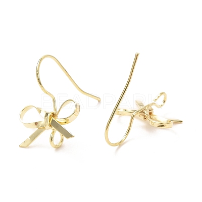 Bowknot Shape Brass Earring Hooks KK-K256-01G-1