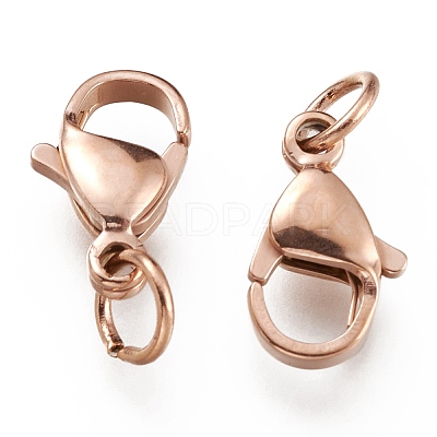 Ion Plating(IP) 304 Stainless Steel Lobster Claw Clasps LS-STAS-G240-01D-RG-1