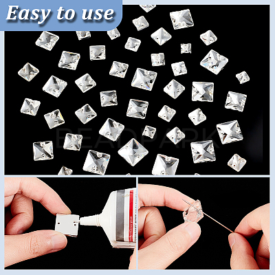 75Pcs 5 Styles Square Shape Sew on Rhinestone GLAA-GA0001-60A-1